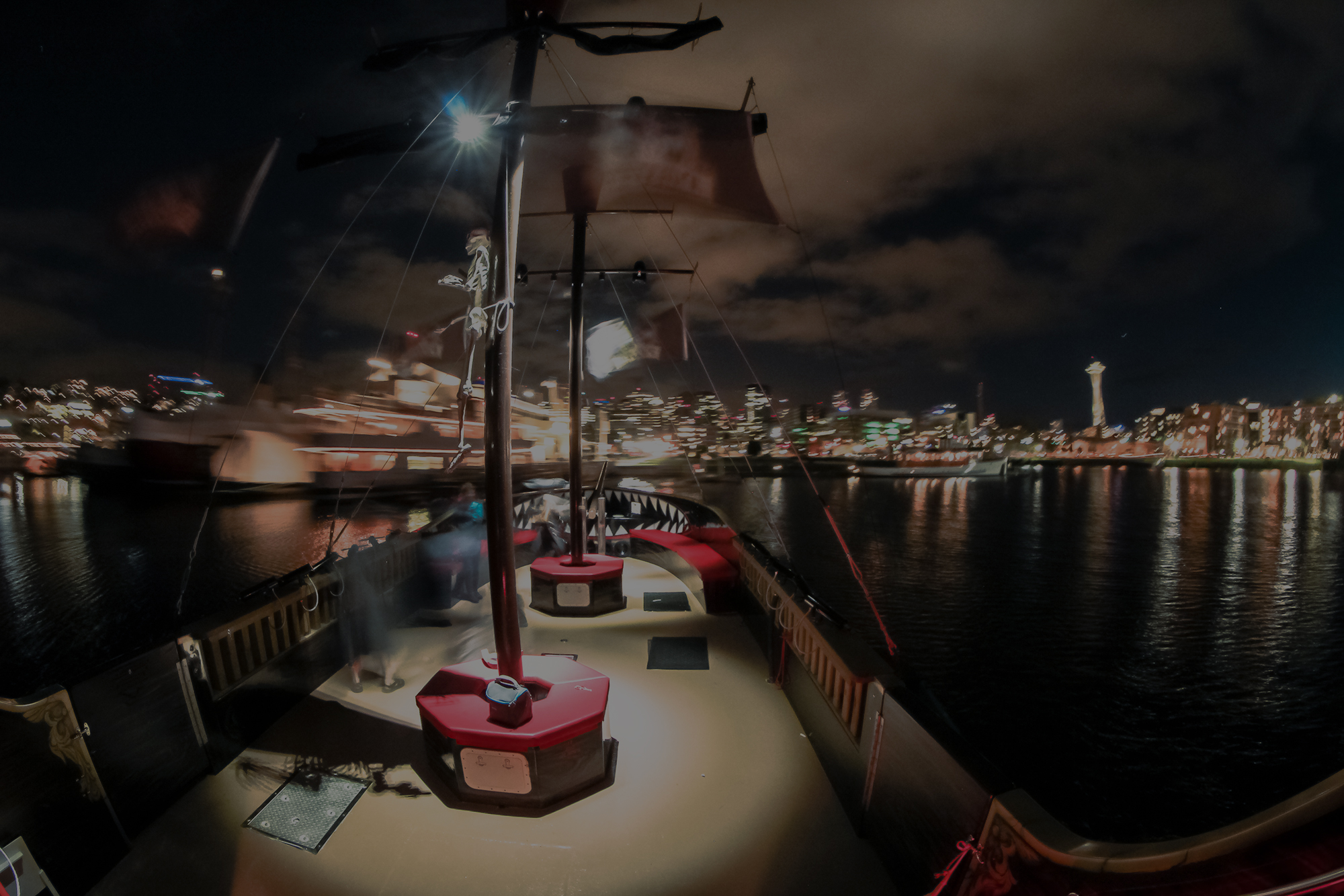 Pirate Ship at night on Lake Union in Seattle